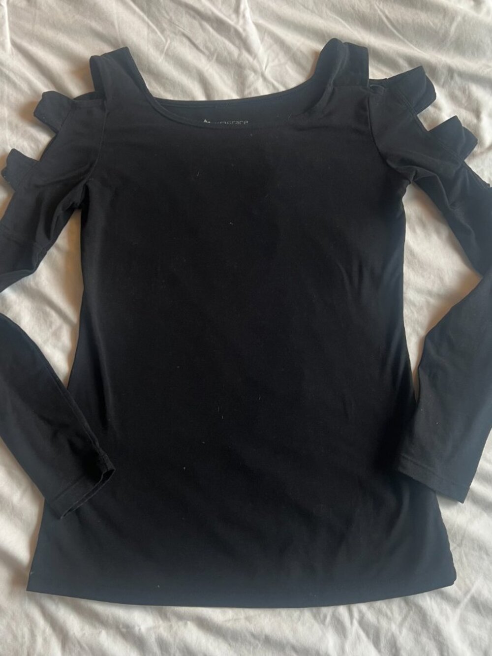 Kiragrace Cut Out Long Sleeves Black XS Goddess Lattice Sleeve Yoga Top - Picture 2 of 7